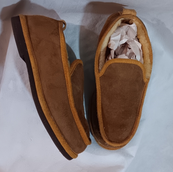 L.L. Bean Mens 8M Slippers Tan Sherpa Lined Shoes Cozy Classic Grandpa Dad - Picture 1 of 11